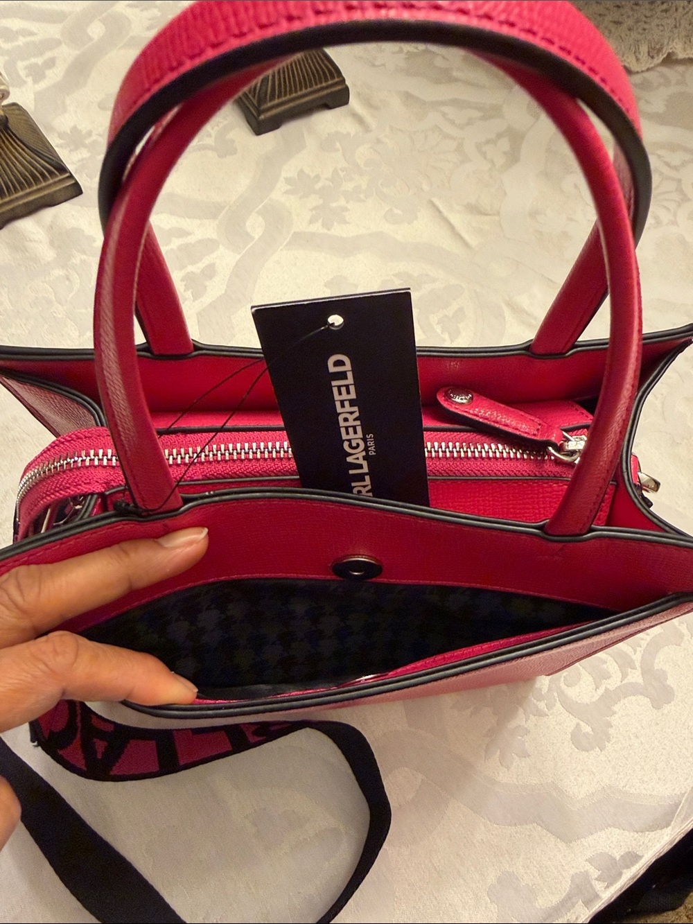 NWT Karl Lagerfeld Pink Tote/ Crossbody - Picture 3 of 11